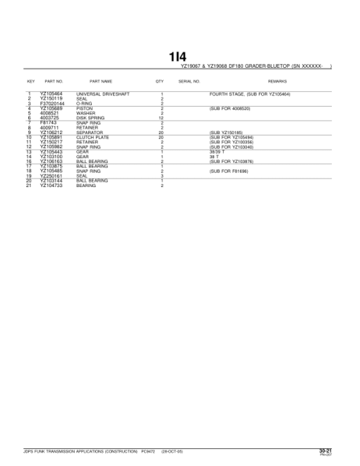 John Deere DF180, DF230 Transmissions Parts Catalog Manual - PC9472 - Image 4