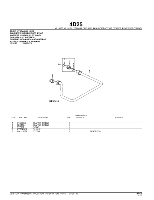 John Deere DF180, DF230 Transmissions Parts Catalog Manual - PC9472 - Image 3