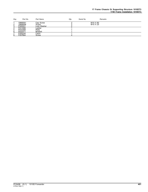 John Deere 1010D T3 Forwarders (SN 004001-) Parts Catalog Manual - PC9496 - Image 4