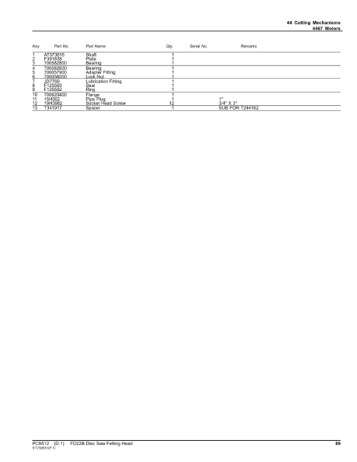 John Deere FD22B Dtt Disc Saw Felling Heads Parts Catalog Manual - PC9512 - Image 2