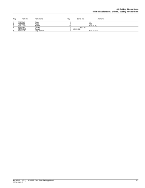 John Deere FS22B Dtt Disc Saw Felling Heads Parts Catalog Manual - PC9513 - Image 4