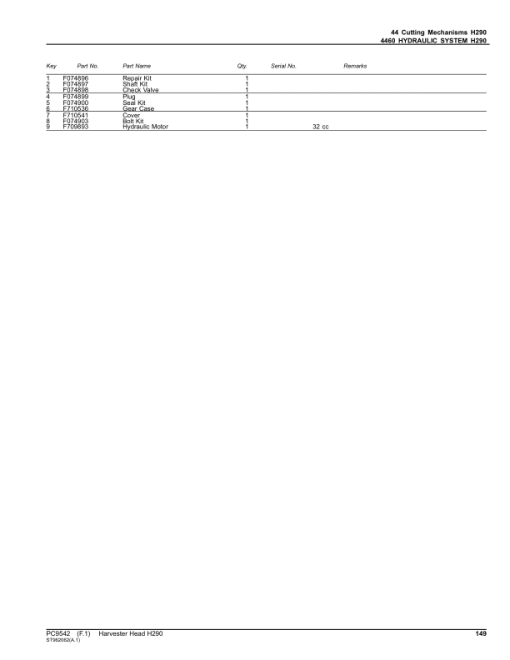 John Deere H290 Harvesting Heads Parts Catalog Manual - PC9542 - Image 4