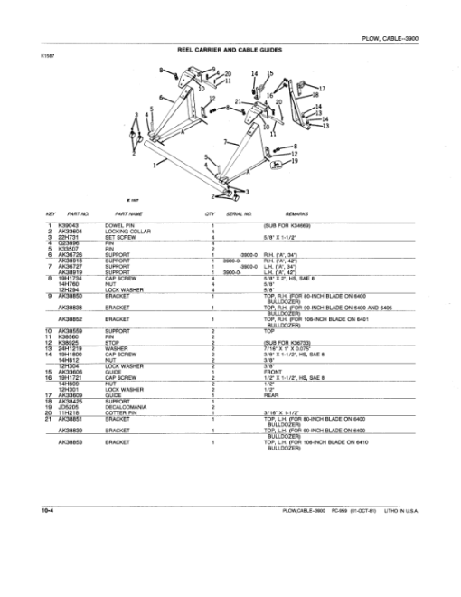 John Deere 3900 Attachments (Cable Plow) Parts Catalog Manual - PC959 - Image 2