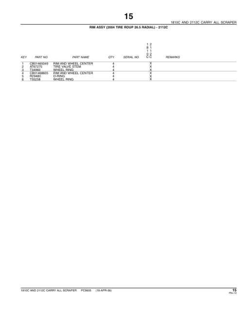 John Deere 1810C, 2112C Scrapers Parts Catalog Manual - PC9605 - Image 4