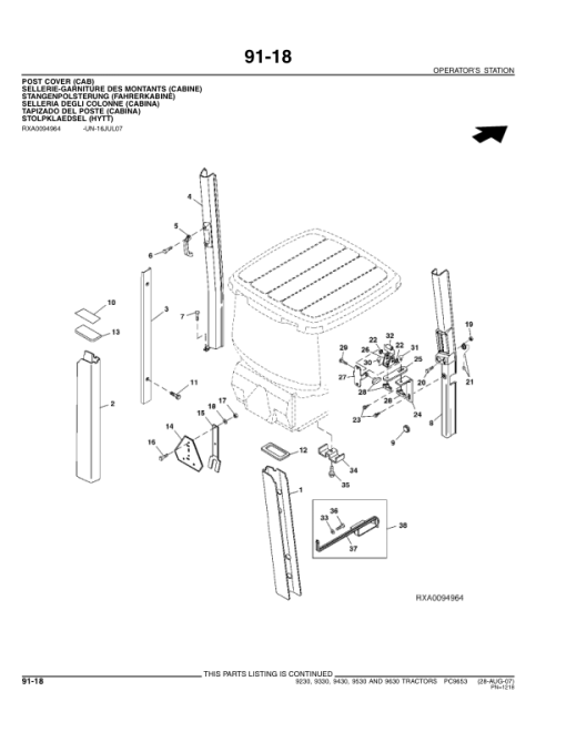 John Deere 9230, 9330, 9430, 9530, 9630 Tractors Parts Catalog Manual - PC9653 - Image 4