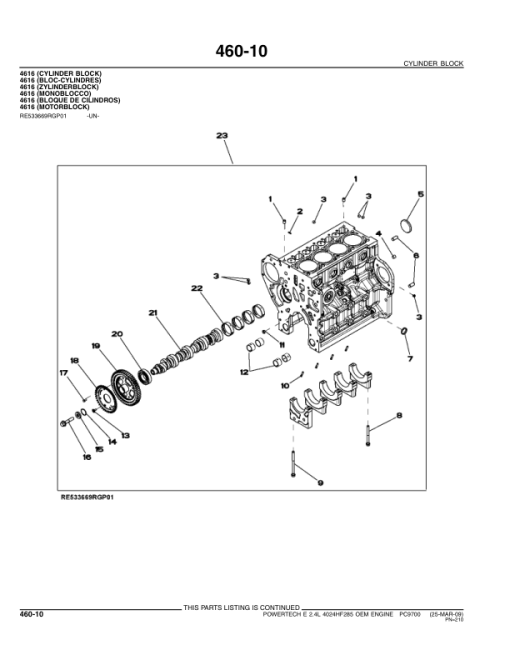 John Deere 2.4L, 4024HF285 Engines Parts Catalog Manual - PC9700 - Image 3