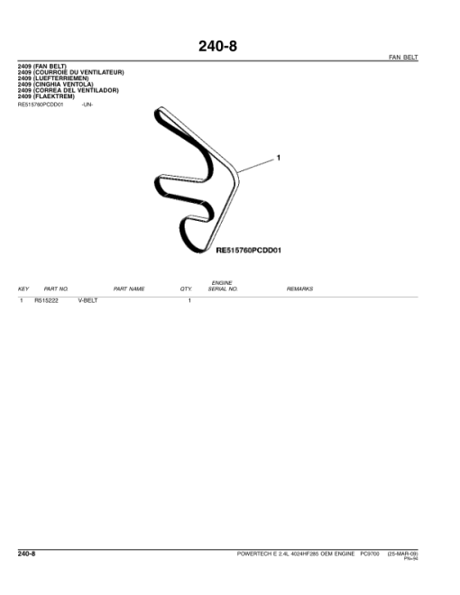 John Deere 2.4L, 4024HF285 Engines Parts Catalog Manual - PC9700 - Image 2