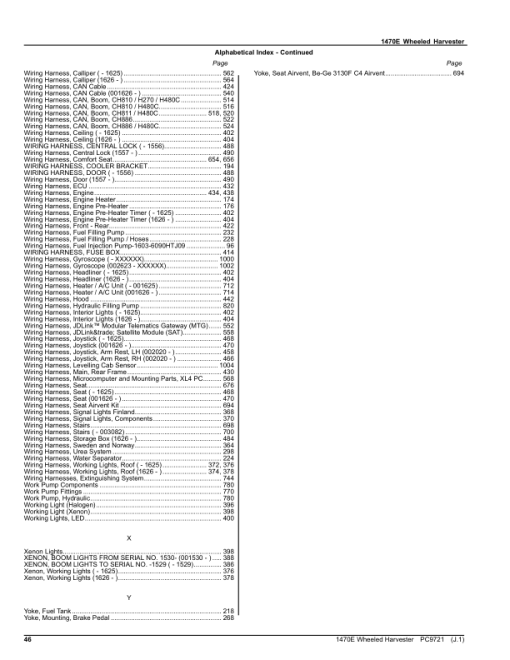 John Deere 1470E T3 Harvester (SN 001501-) Parts Catalog Manual - PC9721 - Image 2