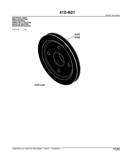 John Deere 2.4L, 4024TF281 Engines Parts Catalog Manual - PC9757 - Image 3