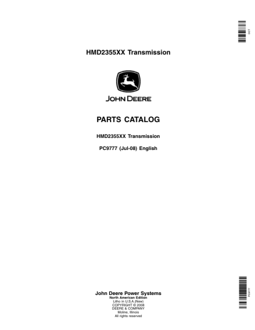 John Deere HMD 2355 Transmissions Parts Catalog Manual - PC9777