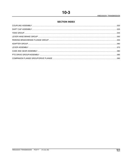 John Deere HMD 2355 Transmissions Parts Catalog Manual - PC9777 - Image 3