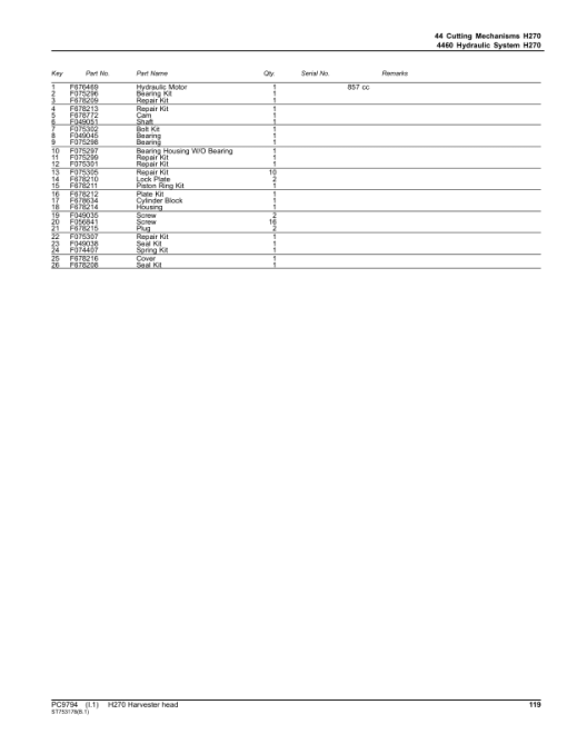 John Deere H270 Harvesting Heads (SN 000473-) Parts Catalog Manual - PC9794 - Image 2