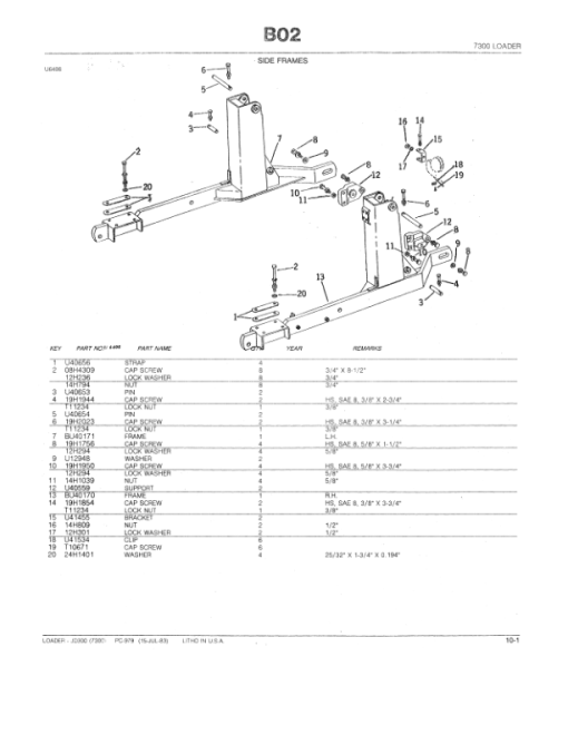 John Deere 7300 Attachments (7300 Loader Attachment only (Manufactured 1965-1973) Parts Catalog Manual - Image 3