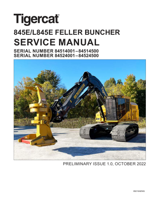 Tigercat 845E, L845E Feller Buncher Repair Service Manual