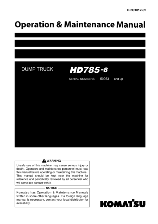 Komatsu HD785-8 Dump Truck Service Repair Manual - Image 4