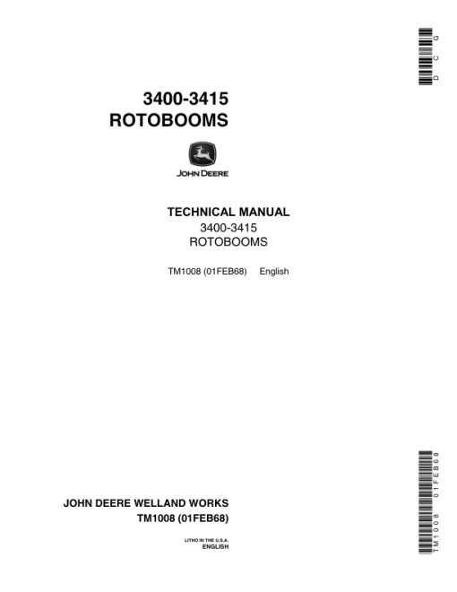 John Deere 3400, 3415 Rotobooms Repair Technical Manual – (TM1008)