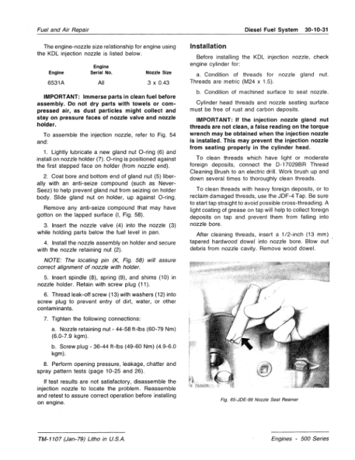 John Deere 6531A, 6531D, 6619A (500 Series) Engine Technical Manual (TM1107) - Image 5