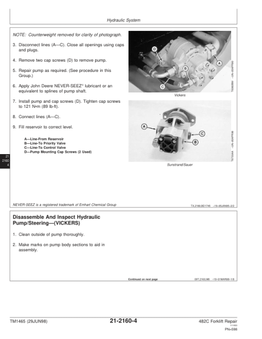 John Deere 482C Forklift Repair Technical Manual (TM1465) - Image 5