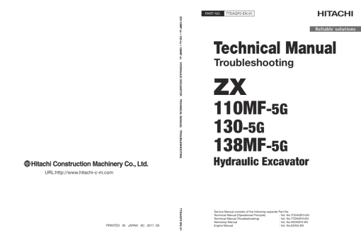 Hitachi ZX110MF-5G, ZX130-5G, ZX138MF-5G Excavator Service Repair Manual - Image 7