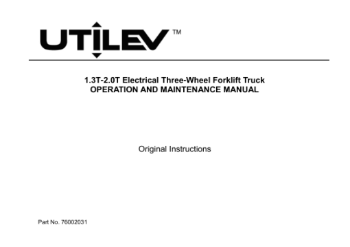 Utilev UT13-20PTE Forklift A370 Series Repair Manual