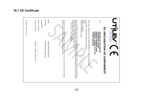 Utilev UT13-20PTE Forklift A377 Series Repair Manual - Image 3