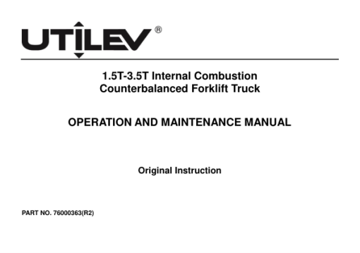 Utilev UT15-18P Forklift A261 Series Repair Manual