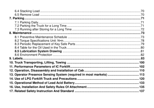 Utilev UT15-18P Forklift A261 Series Repair Manual - Image 3