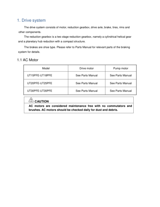 Utilev UT30-35PFE Forklift A392 Series Repair Manual - Image 3