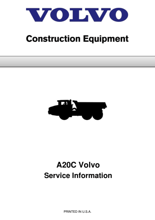 Volvo A20C Articulated Dump Truck Repair Service Manual