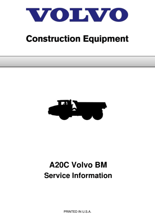 Volvo A20C BM Articulated Dump Truck Repair Service Manual