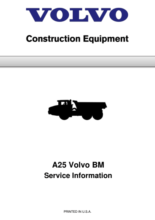 Volvo A25 BM Articulated Dump Truck Repair Service Manual