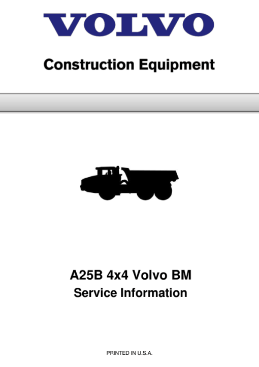 Volvo A25B 4x4 BM Articulated Dump Truck Repair Service Manual