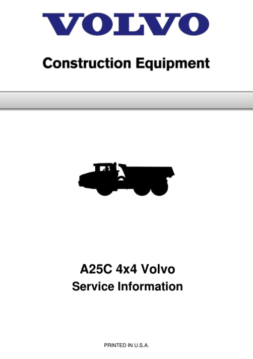 Volvo A25C 4x4 Articulated Dump Truck Repair Service Manual