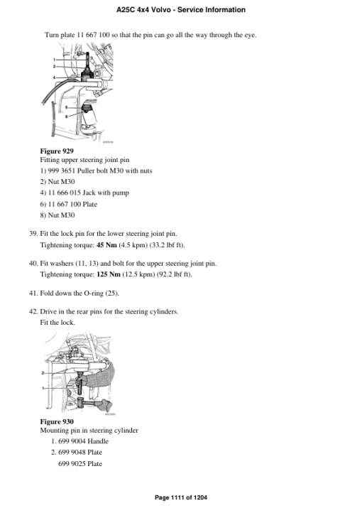 Volvo A25C 4x4 Articulated Dump Truck Repair Service Manual - Image 2