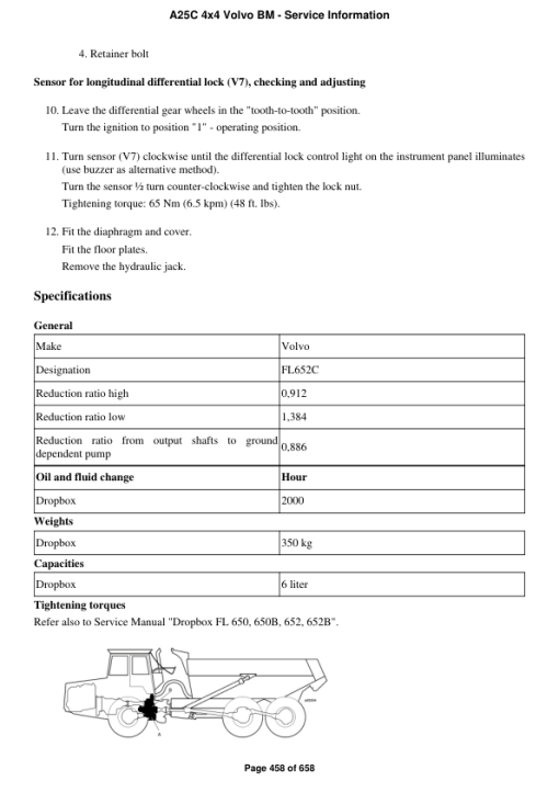 Volvo A25C 4x4 BM Articulated Dump Truck Repair Service Manual - Image 3