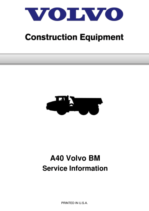 Volvo A40 BM Articulated Dump Truck Repair Service Manual