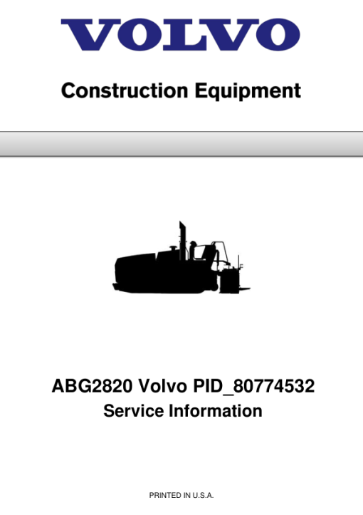 Volvo ABG2820 Pavers Repair Service Manual