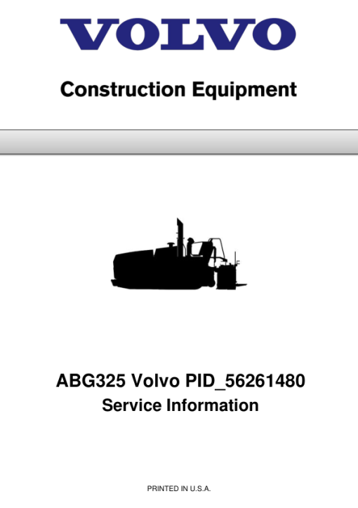 Volvo ABG325 Pavers Repair Service Manual