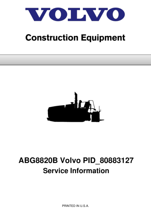 Volvo ABG8820B Pavers Repair Service Manual