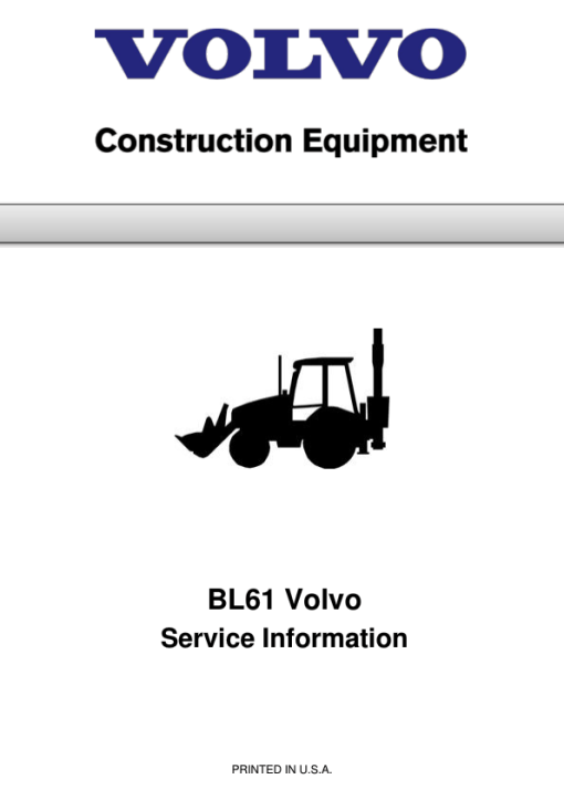 Volvo BL61 Backhoe Loader Repair Service Manual