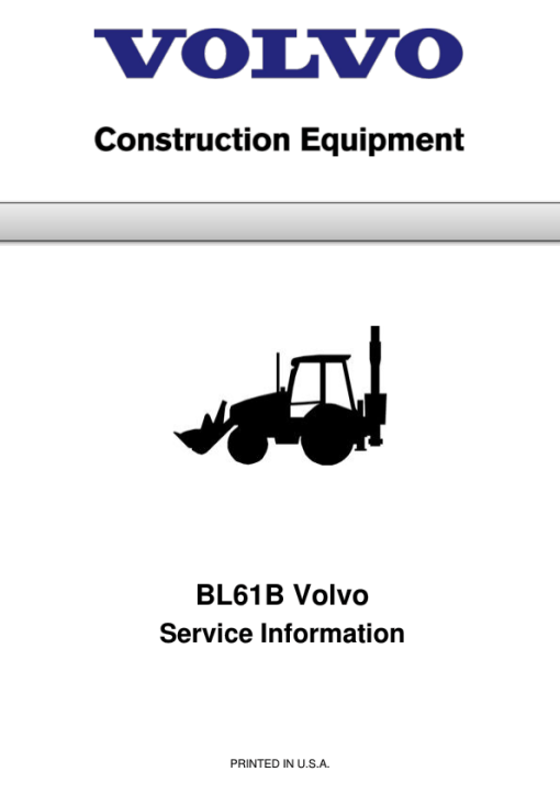 Volvo BL61B Backhoe Loader Repair Service Manual