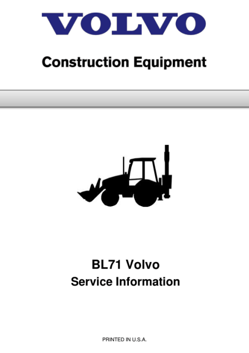 Volvo BL71 Backhoe Loader Repair Service Manual