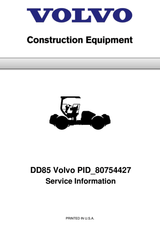 Volvo DD85 Asphalt Compactors Repair Service Manual