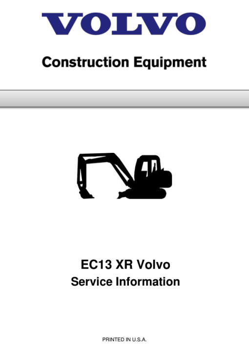 Volvo EC13 XR Compact Excavator Repair Service Manual