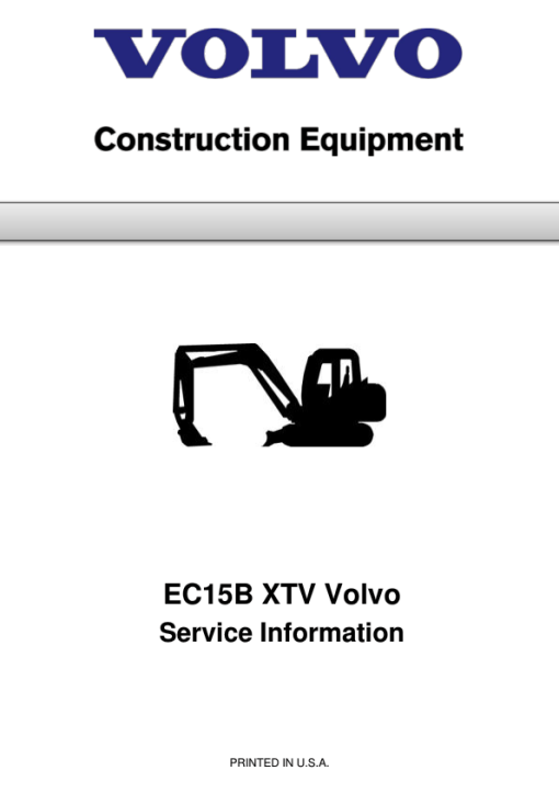 Volvo EC15B XTV Compact Excavator Repair Service Manual