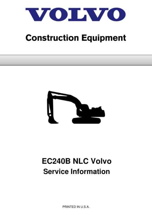 Volvo EC240B NLC Excavator Repair Service Manual