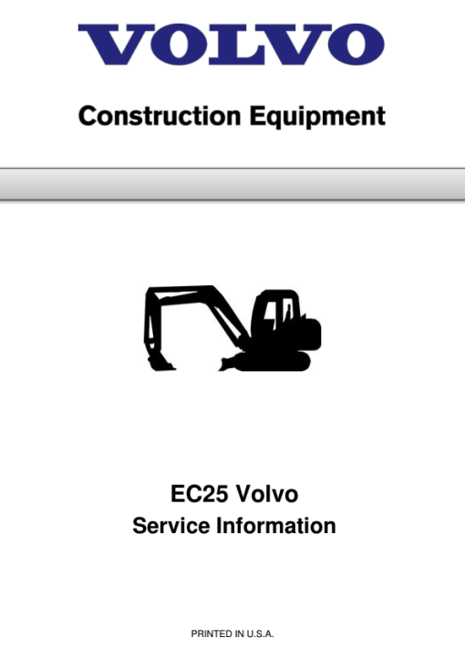 Volvo EC25 Compact Excavator Repair Service Manual