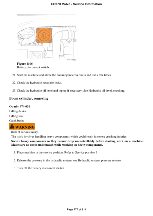 Volvo EC27D Compact Excavator Repair Service Manual - Image 5