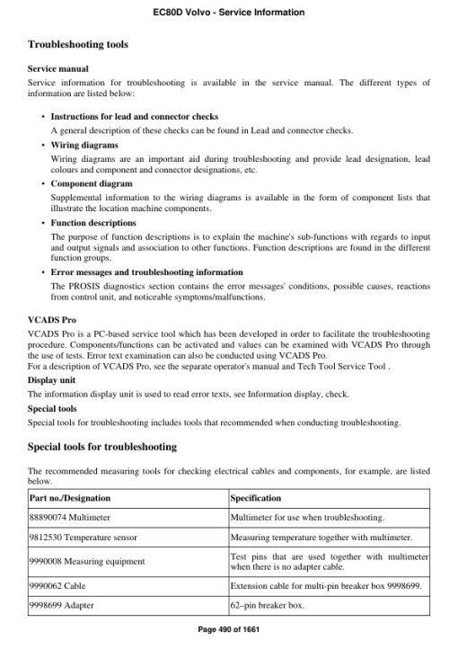 Volvo EC80D Compact Excavator Repair Service Manual - Image 3