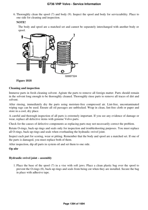 Volvo G736 VHP Motor Grader Repair Service Manual - Image 2